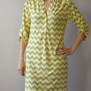 3/4 Sleeve Chevron lightweight shift dress